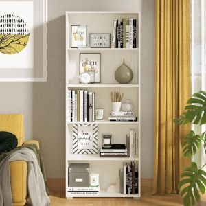 Tomar 5 shelf in white with dimensions 70x24.5x176.5cm