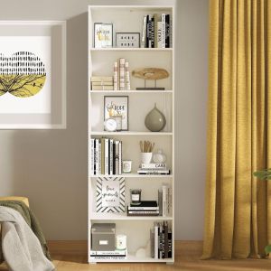 Етажерка Tomar 6 в бял цвят с размери 70x24,5x211,5см