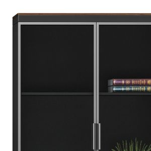 Office shelf Oscar with glass doors, walnut/anthracite color, 80x40x200cm