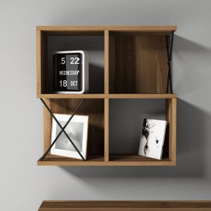 Wall shelf ημ9520.02 melamine in walnut color