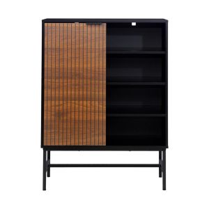 Етажерка с 4 рафта и 1 шкаф Fl2405 черно-кафяв цвят 80x40x110см