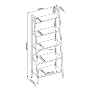 Fonzy 5-shelf bookcase, Sonoma color, 64x34x164 cm