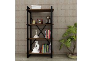 Bookcase with black metal frame