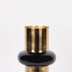 Желязна ваза - керамична златисто-черна 18x10x33см