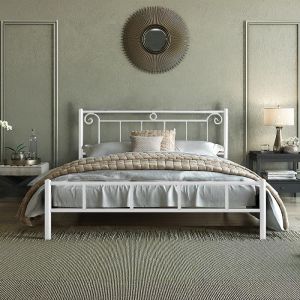 Iron bed Valery white color 100x210x99cm (90x200cm)