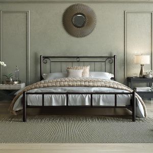 Iron bed Valery brown color 130x210x99cm (120x200cm)