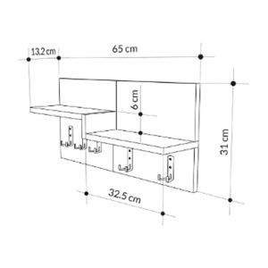 Закачалка за антре с рафт Nyda Hm18079.02 меламин в цвят орех-черно 65x13.2x31hcm.
