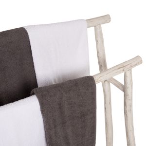 Towel rack Naturally Hm7908 made of teak wood with white patina 90x28x77-91hcm