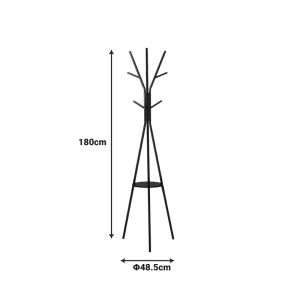 Закачалка за палта Denner метална в черен цвят 48.5x48.5x180см