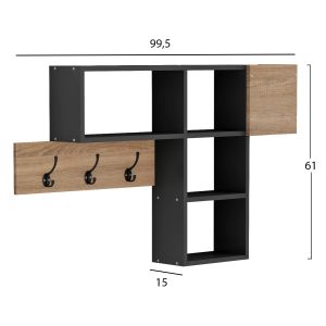 Hallway hanger with shelves Harlan Hm8973.11 made of melamine, sonoma/gray color 99.5x15x61hcm