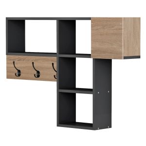 Hallway hanger with shelves Harlan Hm8973.11 made of melamine, sonoma/gray color 99.5x15x61hcm