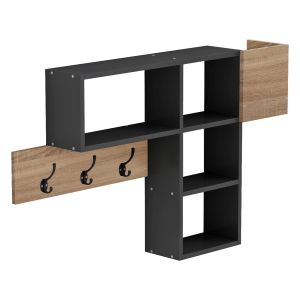 Hallway hanger with shelves Harlan Hm8973.11 made of melamine, sonoma/gray color 99.5x15x61hcm
