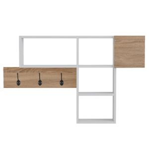 Hallway hanger with shelves Harlan Hm8973,12 made of melamine white/sonoma color 99.5x15x61hcm