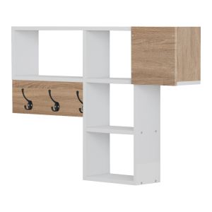 Hallway hanger with shelves Harlan Hm8973,12 made of melamine white/sonoma color 99.5x15x61hcm