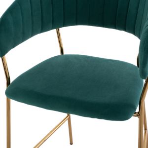Green plush medium-high bar stool Theodore Hm8734,03 60x55x100cm