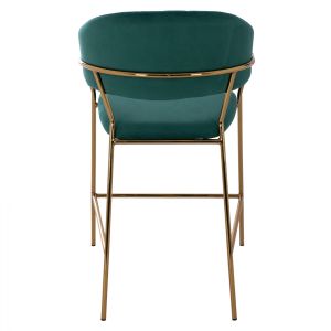 Green plush medium-high bar stool Theodore Hm8734,03 60x55x100cm