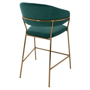 Green plush medium-high bar stool Theodore Hm8734,03 60x55x100cm