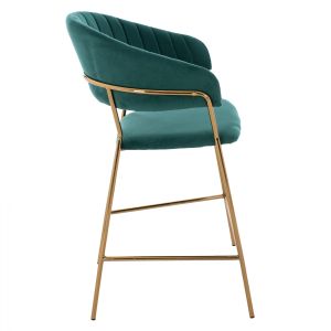Green plush medium-high bar stool Theodore Hm8734,03 60x55x100cm