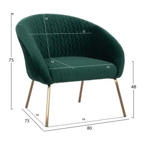 Green armchair Joyce velvet damask Hm8549,03 80x75x75