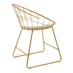 Seth gold metal bar stool with white seat