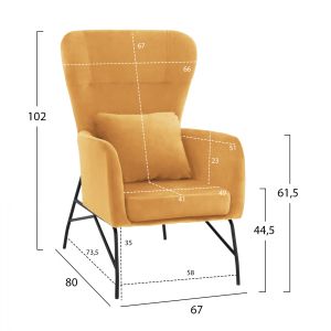 Golden armchair with black metal legs Hm8721.09