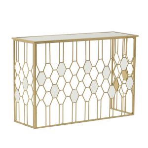 Gold metal console with mirror elements and top 120 X40 X80