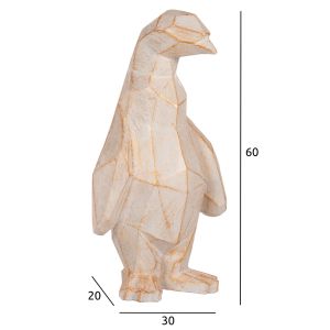 Interior decorative figure for floor penguin Hm7915 Grc white patina with gold details 30x20x60cm