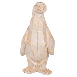Interior decorative figure for floor penguin Hm7915 Grc white patina with gold details 30x20x60cm