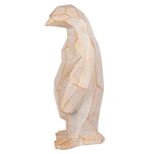 Interior decorative figure for floor penguin Hm7915 Grc white patina with gold details 30x20x60cm