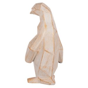 Interior decorative figure for floor penguin Hm7915 Grc white patina with gold details 30x20x60cm
