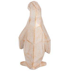 Interior decorative figure for floor penguin Hm7915 Grc white patina with gold details 30x20x60cm