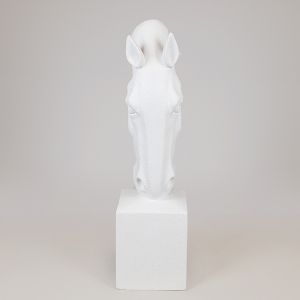 Interior sculpture Big White Horse - horse head real dimensions 28x28x104cm height