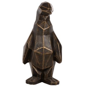 Interior figure penguin standing on the floor black patina with gold details Hm7913 Grc 30x20x60cm