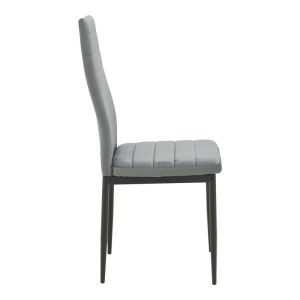 Кадифен стол Parker в сив нюанс с черен метален крак 39.5x48x95см