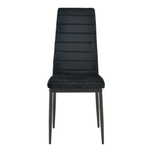 Кадифен стол Parker в черен нюанс с черен метален крак 39.5x48x95см