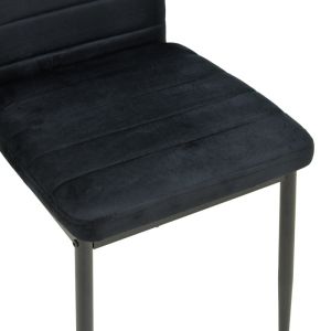 Кадифен стол Parker в черен нюанс с черен метален крак 39.5x48x95см