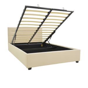 Кадифено легло Molito в екрю цвят с място за съхранение 120x200 см