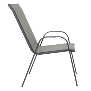 Kalan-Watson dining set, gray metal and tempered glass table, 3 pieces D60x70cm