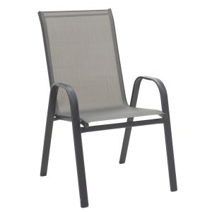 Kalan-Watson dining set, gray metal and tempered glass table, 3 pieces D60x70cm