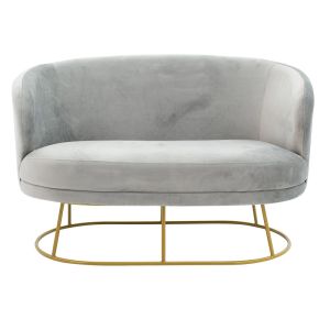 Gloria sofa in gray velvet with gold metal frame 132x82x83cm