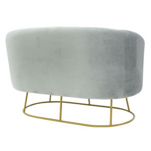 Gloria sofa in gray velvet with gold metal frame 132x82x83cm