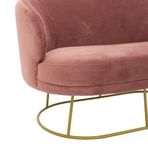 Gloria sofa in rose ash color with gold metal frame 132x82x83cm