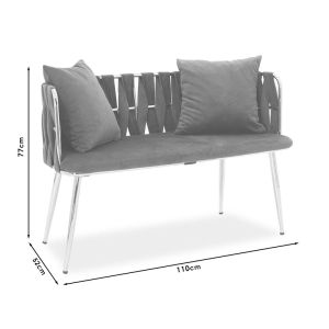Ivory sofa with gray plush fabric 110x52x77cm