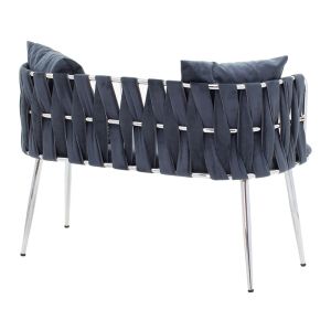 Ivory sofa with gray plush fabric 110x52x77cm