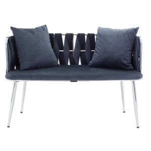 Ivory sofa with gray plush fabric 110x52x77cm