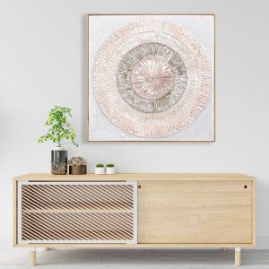 Картина 3d Hm4578 с бежова Ps рамка-ръчно изработени кръгове 82x4,5χ82hcm.