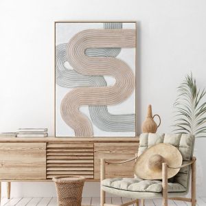 Картина 3d с бежова Ps рамка-ръчно изработени извити форми Hm4557 72x5x102hcm.