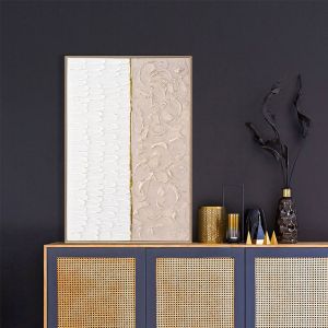 Картина Hm4558 с бежова Ps рамка-канава в бежово и бяло 62x4,5x92hcm.