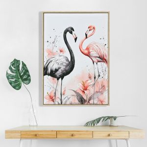 Wall painting Hm4562 beige Ps canvas with print with frame 2 flamingos 52.5x2.8x72.5hcm.