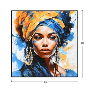 Wall painting Hm4565 black Ps frame with canvas print female figure 82x4.5x82hcm.